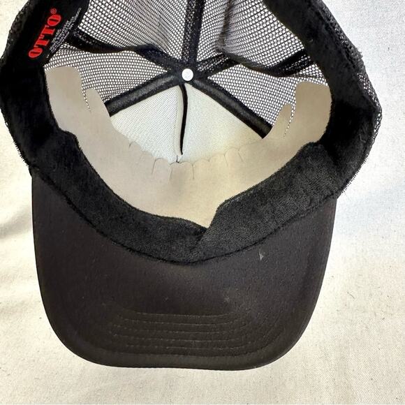 Otto black/blue skeleton hang loose Shaka graphic mesh trucker Snapback hat NWOT